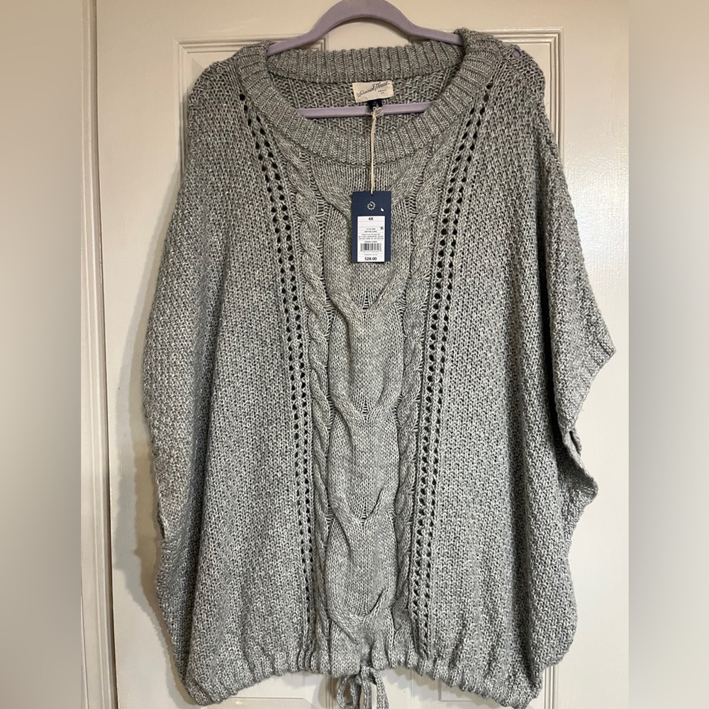 NWT Universal Thread Gray Knit Poncho Sweater